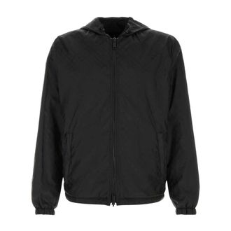 Burberry Jassen, Heren, Zwart, S, Nylon, Gedrukte Nylon Omkeerbare Jas