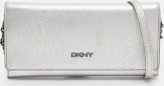 DKNY Dkny Flap Silver Leather Wallet On Chain
