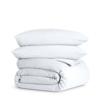 Bare Home Organic Cotton Jersey Duvet Cover & Pillowcase Set in White at Nordstrom, Size Queen