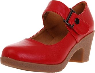 Generic Womens Mid Heel Shoes Four Season Dance Shoes Dance Shoes Soft Womens Mid Heel Shoes Flip up (Red, 3.5)