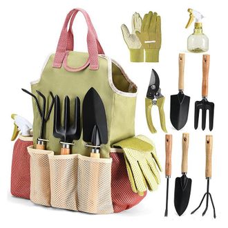 No Brand Set Di Attrezzi Da Giardino Da 9 Pezzi, Set Combinato Con Attrezzi Da Giardino, Forbici E Attrezzi Da Giardino