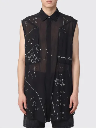 Rick Owens Camicia smanicata relaxed fit in viscosa e cupro con stampa grafica