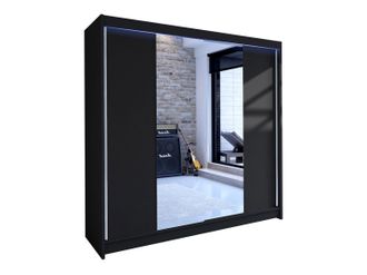Mirjan24 Mobilier1 - Armario Closico 138, Negro, 215x180x58cm, Puertas De Armario: Correderas, N&uacute;mero De Estantes: 0, Led