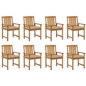 vidaXL Sillas De Jard&iacute;n Con Almohadillas 8 Pc Acacia Massive - 186992