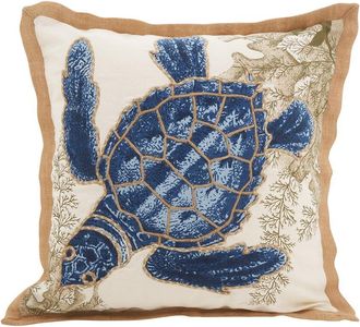 Saro Lifestyle Sea Turtle Down-Filled Pillow