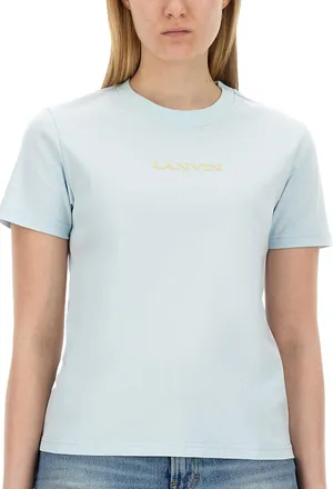Lanvin Logo Cotton-Elastane T-Shirt - Blue