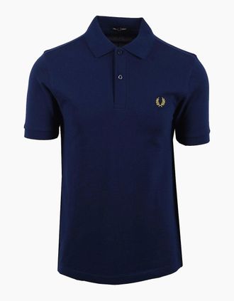 Fred Perry Mens FRED PERRY SHIRT FRENCH NAVY/CITRON - Size: 40