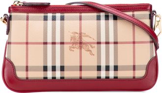 Burberry Pre-owned Womens Check Pattern Leather Crossbody - Beige Textile - One Size