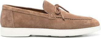 Doucal's lace-detailing suede loafers - men - Calf Suede/Rubber/Calf Leather - 40 - Brown