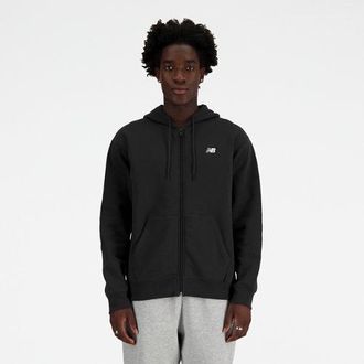 New Balance Hombre Sport Essentials Logo Fleece Full Zip en Negro/Blanco, Algod&oacute;n, Talla M