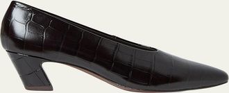 Loeffler Randall 50mm Neive Croc-Embossed Leather Pumps