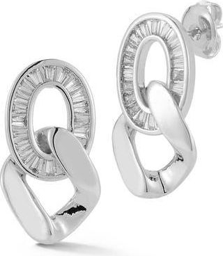 Glaze Jewelry Cubic Zirconia Pav&eacute; Double Link Drop Earrings in Silver at Nordstrom Rack