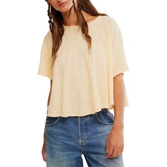 Free People Elsie Linen & Cotton Slub Jersey Swing T-Shirt in Sparkle Light at Nordstrom, Size X-Large