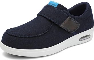 Generic Mens Womens Elderly Winter Walking Slippers Wide Fit Adjustable House Shoes Non-Slip Swollen Feet Memory Foam Shoes,Blue,10.5 UK