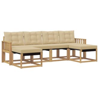 vidaXL Conjunto De Sof&aacute;s De Exterior Con Coj&iacute;n 6 Pcs Y Beige Vidaxl