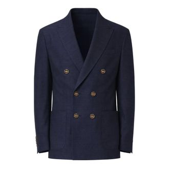 Eleventy Blazers, male, Blue, Size: 2XL Double-Breasted Blazer
