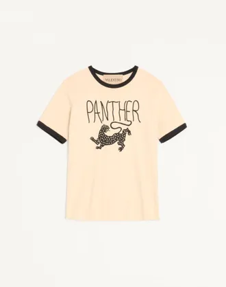 Valentino T-Shirt Valentino In Cotone Con Stampa Panther Uomo BURRO/NERO 3XL