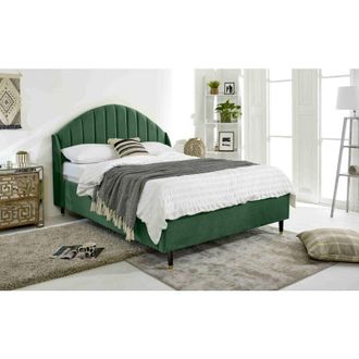 Casa Elysium Green Plush Velvet Single Bed Frame