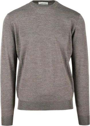 FILIPPO DE LAURENTIIS Brown Merino Wool Mens Crewneck Pullover