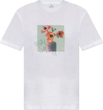 Paul Smith T-shirt met logo - Dames - T-shirts - Wit - M - Katoen - Tops