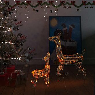 vidaXL Familia De Renos De Navidad Acr&iacute;lico 160 Leds De Colores Vidaxl