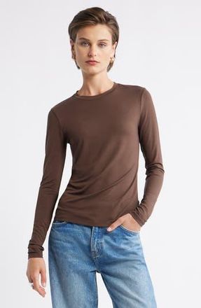 Nordstrom Long Sleeve Crewneck T-Shirt in Brown Sweet at Nordstrom Rack, Size Medium