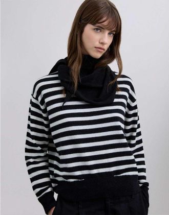 Scalpers Joy - Maglione a collo alto nero a righe