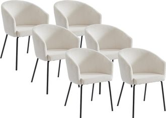 Pascal Morabito Juego de 6 sillas con brazos de terciopelo de canal&eacute; y metal - Crema - MORONI de Pascal MORABITO