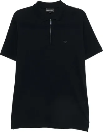 Emporio Armani Zip-fastening Logo-embroidered Polo Shirt