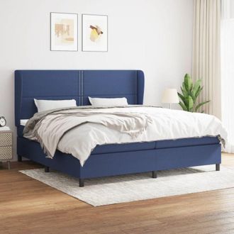 vidaXL Vidaxl - Cama Box Spring Con Colch&oacute;n Tela Azul 200x200 Cm