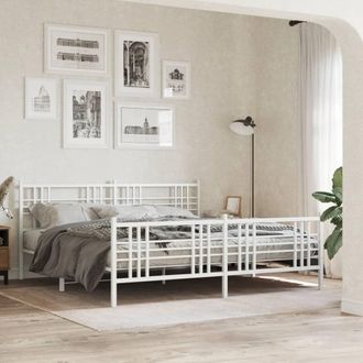 vidaXL Vidaxl - Estructura Cama Sin Colch&oacute;n Con Estribo Metal Blanco 200x200 Cm