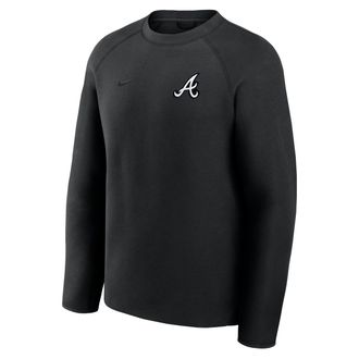 Nike Atlanta Braves Tech Fleece Nike Mens MLB Pullover Crew in Black | 05L6912ZAW-6DU