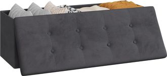 Woltu Puff Ba&uacute;l Plegable Rect&aacute;ngulo Taburete Para Almacenamiento Otomani&ntilde;os Caja De Almacenaje Con Tapa Reposapi&eacute;s Sof&aacute; 110x37 5x38cm Terciopelo Material De