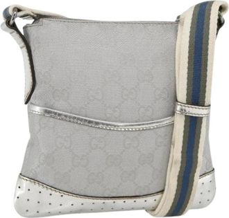 Gucci Pre-owned Cross Body Bags, female, Gray, Size: ONE SIZE Pre-owned Vintage GG Canvas Shoulder Bag