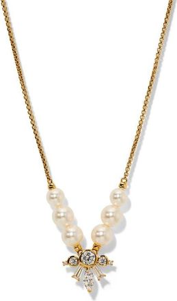 Nadri Undersea Imitation Pearl Frontal Necklace in Gold at Nordstrom