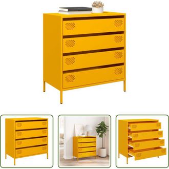 vidaXL Credenza in acciaio laminato - Credenza Giallo Senape 68x39x73,5 cm Acciaio Laminato a Freddo