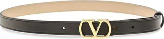 Valentino Garavani VLogo Antique-Brass Buckle Belt - Black
