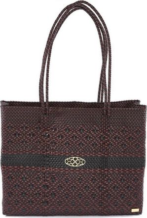 Lola's Bag Womens Travel Handmade Aztec Stripe Tote Bag With Clutch In Black/burgundy