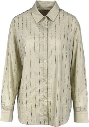 MC2 Saint Barth Gestreept Strass Shirt Meredith - Dames - Overhemden - Beige - L - Katoen - Overhemden