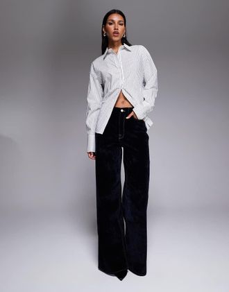 Good American Good Skate - Jeans in velluto blu scuro