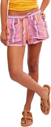 Free People Good Fortune Cotton Shorts in Berry Combo at Nordstrom, Size X-Small