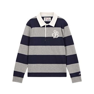 Saint Barth Polo a rayas con logo - Tops - Hombre - Azul - L