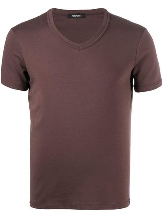 Tom Ford T-shirt met logopatch - Bruin