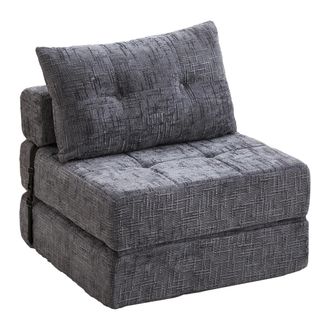 STILVORA Sof&aacute; Cama Plegable 1 Plaza Con Cojines Cervical Y Lumbar Ahorra Espacio Sof&aacute; De Suelo En Chenilla Gris