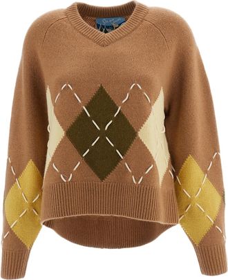 arch4 Beige Sloane Argyle Cashmere Crewneck Sweater