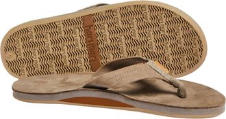 Hari Mari Fields- Mens Nubuck Leather Flip Flops with Colorful Outsole- No Break Ins, Firm Arch Support, Soft Squeeze Eva Midsole and Beveled Edge to Reduce Tri
