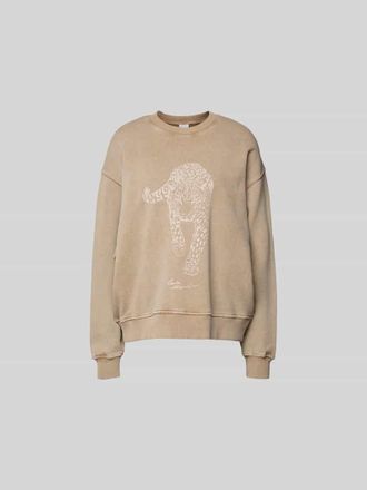 Lala Berlin Oversized Sweatshirt mit Motiv-Print in Hellbraun, Gr&ouml;&szlig;e XL