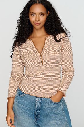 Pilcro Lace Trim Henley Top