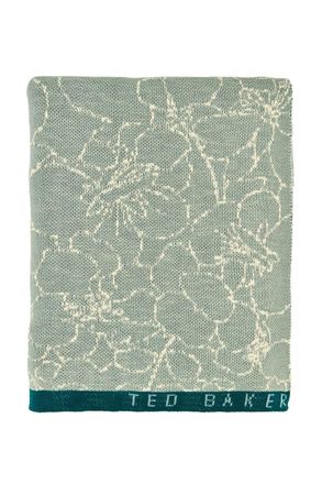 Ted Baker Pressed Flowers Cotton Throw in Mint | Size: 150 cm &times; 200 cm