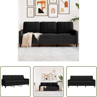 vidaXL Divano in velluto - Divano a 3 Posti Nero 180 cm in Velluto